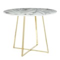 Lumisource Cosmo Dining Table in Gold Metal and White Marble Top DT-COSMO2 AUWMB